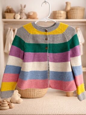 Mini Boden Rainbow Stripe Cardigan | Size 4-5 Years | GUC